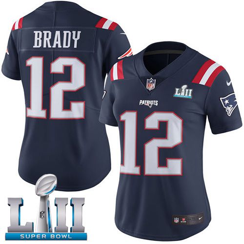 Women New England Patriots #12 Brady Blue Color Rush Limited 2018 Super Bowl NFL Jerseys->philadelphia eagles->NFL Jersey